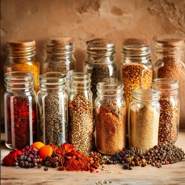 Ingredientvaner Krydder og ingredienser i glass